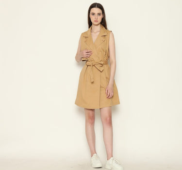 KATHERINE LADIES OUTWEAR MIDI DRESS BROWN