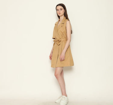 KATHERINE LADIES OUTWEAR MIDI DRESS BROWN