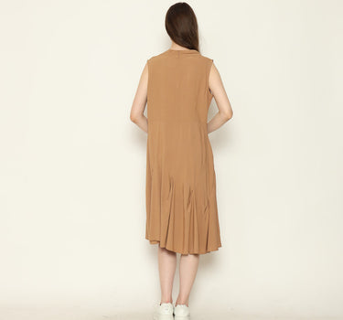 FATHEEA LADIES MIDI DRESS BROWN
