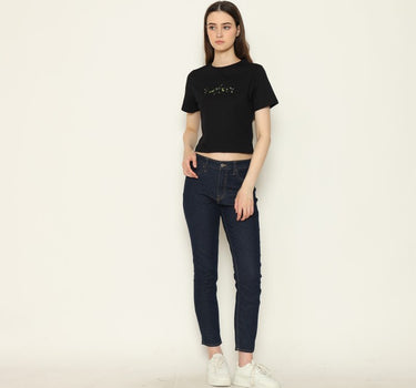 NEON CROPTOP LADIES TEE BLACK
