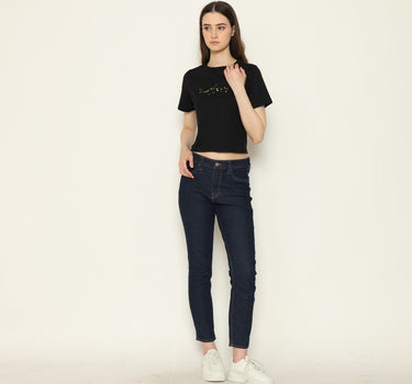 NEON CROPTOP LADIES TEE BLACK