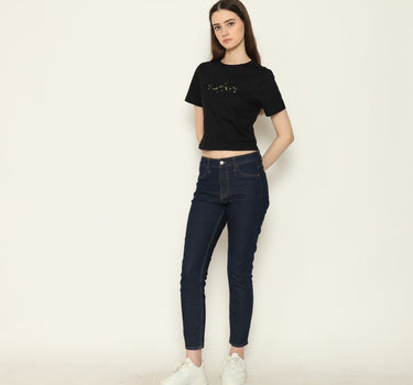 NEON CROPTOP LADIES TEE BLACK