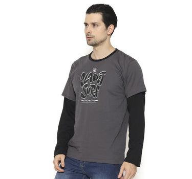 VERBIND MEN LONG TEE CHARCOAL