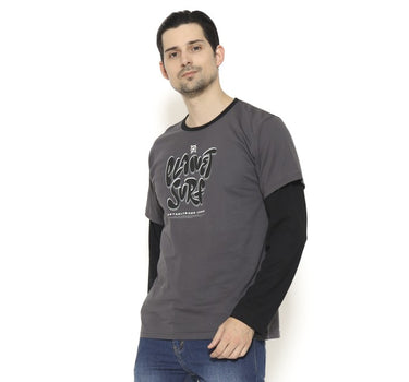 VERBIND MEN LONG TEE CHARCOAL