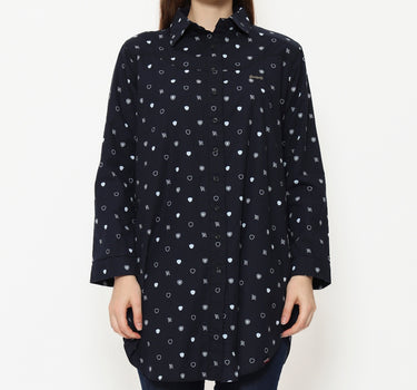 Planet Surf Clothing Kemeja Lengan Panjang Loki Tunic Ladies Shirt Long Black Planet Surf