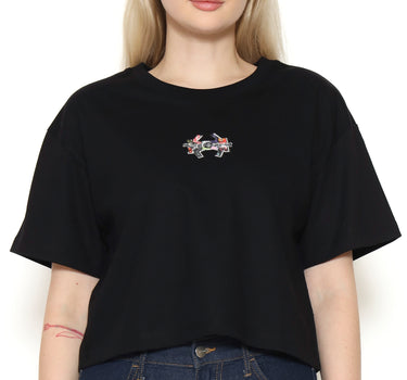 Spyderbilt Kaos lengan pendek Wanita Aerosol Crop Top Ladies Tee Planet Surf