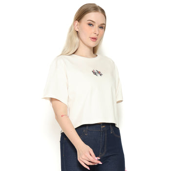 Spyderbilt Kaos lengan pendek Wanita Aerosol Crop Top Ladies Tee Planet Surf