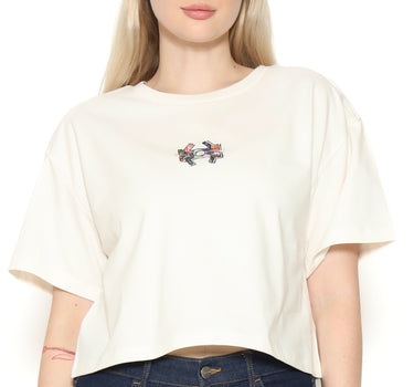 Spyderbilt Kaos lengan pendek Wanita Aerosol Crop Top Ladies Tee Planet Surf