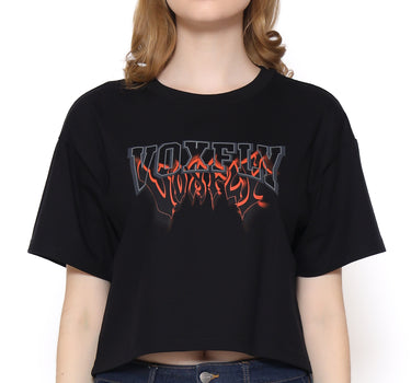Voxfly Kaos lengan pendek Wanita Regalson Croptop Ladies Tee Planet Surf