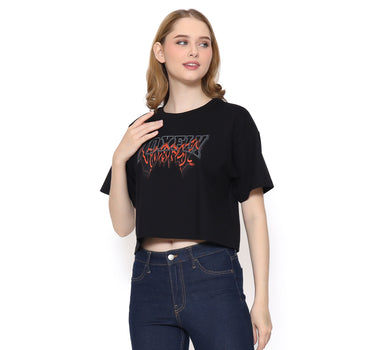Voxfly Kaos lengan pendek Wanita Regalson Croptop Ladies Tee Planet Surf