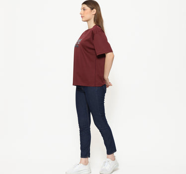 Spyderbilt Kaos lengan pendek Wanita Judith Oversize Planet Surf