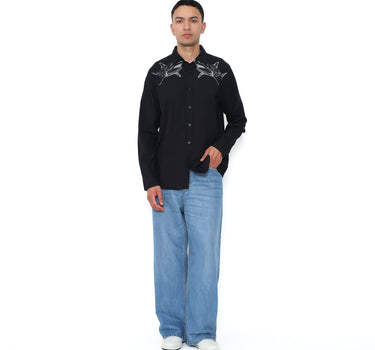 Planet Surf Clothing Kemeja lengan panjang Pria Hai Men Planet Surf