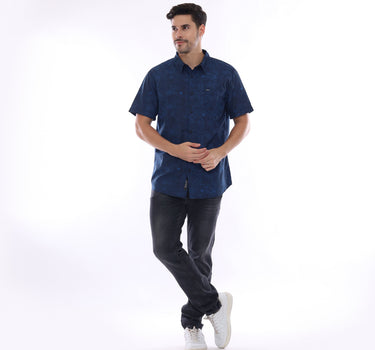 BEGGIN MEN SHIRT SHORT BLUE