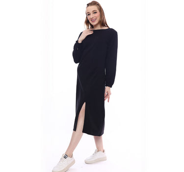 C SQUARE UP MIDI DRESS  BLACK