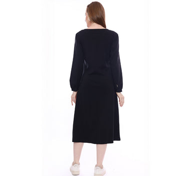 C SQUARE UP MIDI DRESS  BLACK