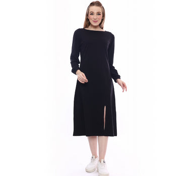 C SQUARE UP MIDI DRESS  BLACK