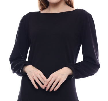 C SQUARE UP MIDI DRESS  BLACK