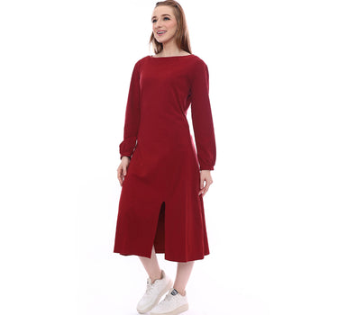 C SQUARE UP MIDI DRESS  RED