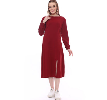C SQUARE UP MIDI DRESS  RED