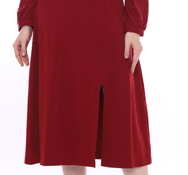 C SQUARE UP MIDI DRESS  RED