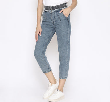 D BRUISED DENIM PANTS  BLUE