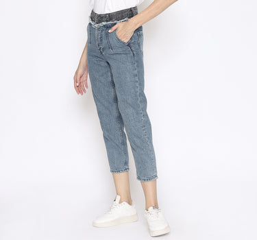 D BRUISED DENIM PANTS  BLUE