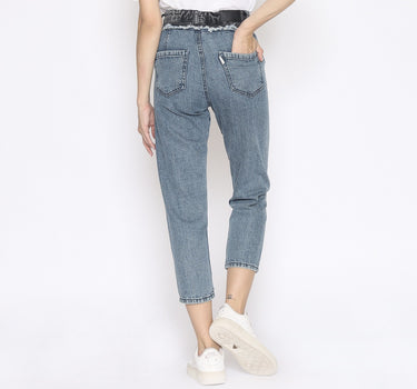 D BRUISED DENIM PANTS  BLUE