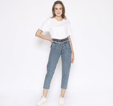 D BRUISED DENIM PANTS  BLUE