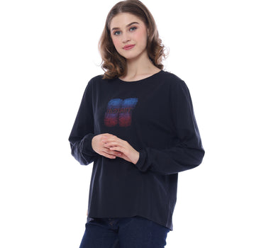 OCTAGONAL LONG TEE BLACK