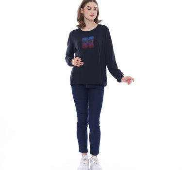 OCTAGONAL LONG TEE BLACK