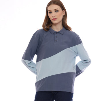 CALUM LADIES POLO SHIRT LONG BLUE