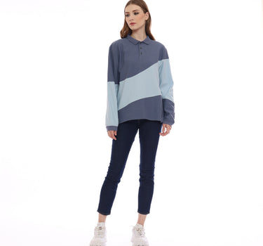 CALUM LADIES POLO SHIRT LONG BLUE