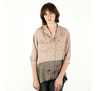 AUDREY LADIES SHIRT LONG LIGHT BROWN