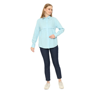 FLORENSIA LADIES SHIRT LONG LIGHT BLUE