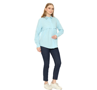 FLORENSIA LADIES SHIRT LONG LIGHT BLUE