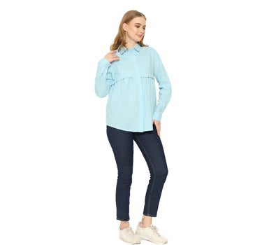 FLORENSIA LADIES SHIRT LONG LIGHT BLUE